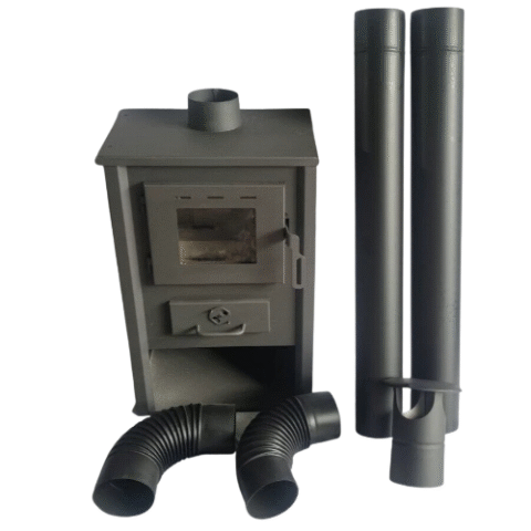 Freestanding Fireplace Stove (Maximum Power: 12 kW) Black Flue Pipes & Elbows Kit
