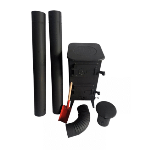 LOG WOOD BURNER STOVE Black Flue System Pipes Set 6.5kW Garage Shed Workshop