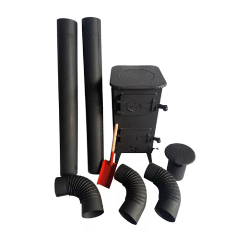 LOG WOOD BURNER STOVE Black Flue System Pipes Set 6.5kW Garage Shed Workshop
